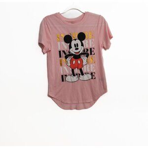 Disney Mickey Mouse Womens Pink Graphic T Shirt Inspire Pullover Short Sleeve M